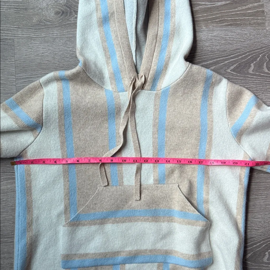 LA LIGNE Baja Stripe Cashmere Hoodie Sweater In Light Tan/ Cream Small Tan - Image 11