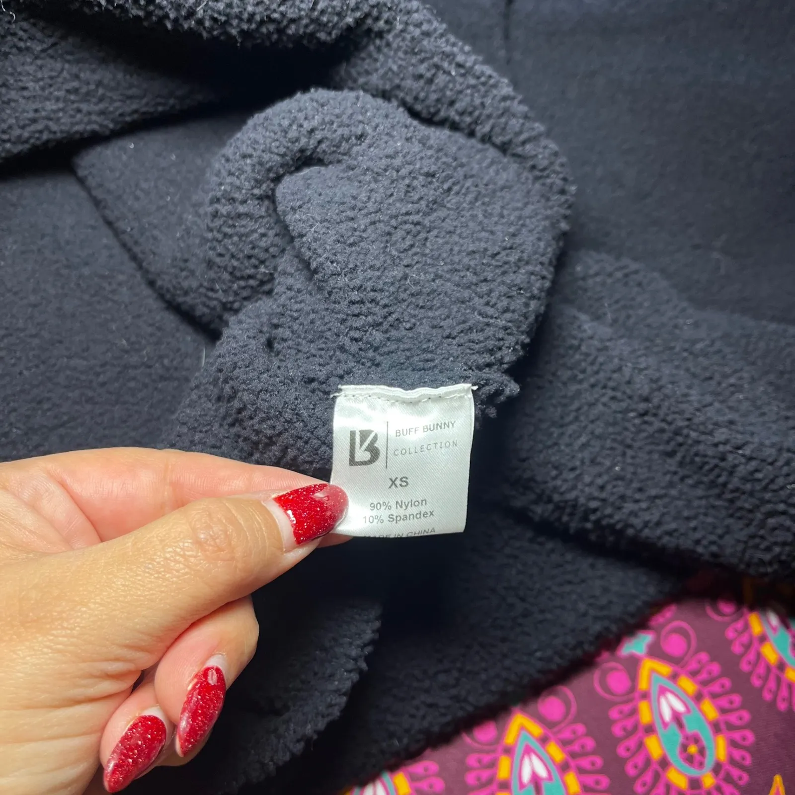 Buff Bunny Collection Black Loop Yarn Hoodie Cozy Fleece Athleisure Size XS - Image 4