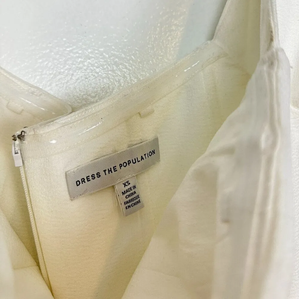 DRESS THE POPULATION Logan Off the Shoulder Evening Dress in Off White X-Small - Image 7