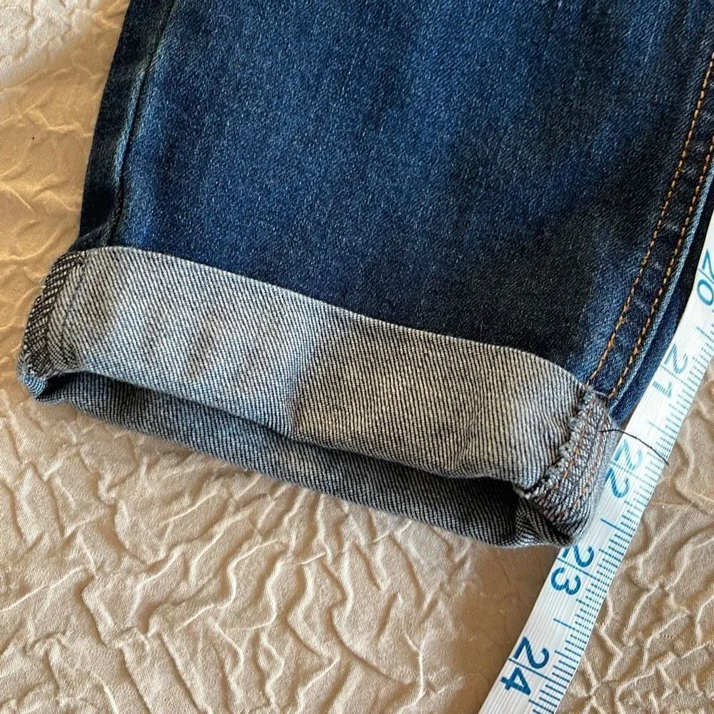 Makers Of True Originals Cropped Denim Stretch Jeans Mid Rise Size 29/8 Dark Rin Blue - Image 11