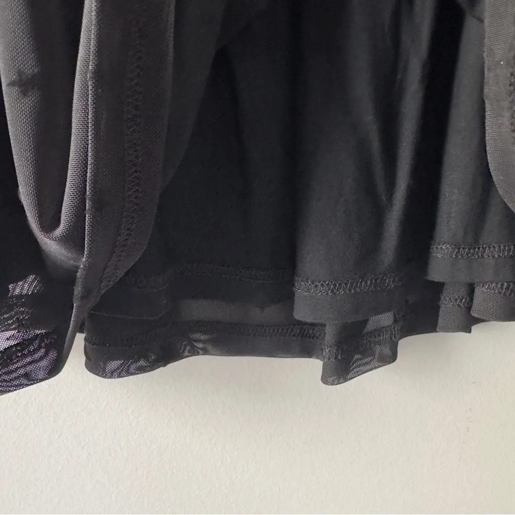 Anthropologie Maeve Star Print Black Off-Shoulder Stars Top Smocked Mesh Stretch - Image 7