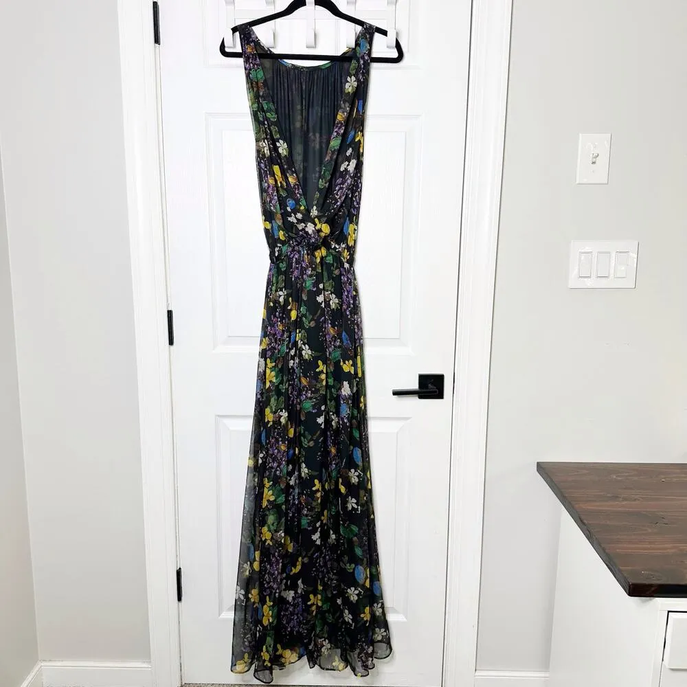 Eywasouls Size XS/S Malibu Event‎ Black Vintage Abroad Maxi Black Floral Print - Image 3