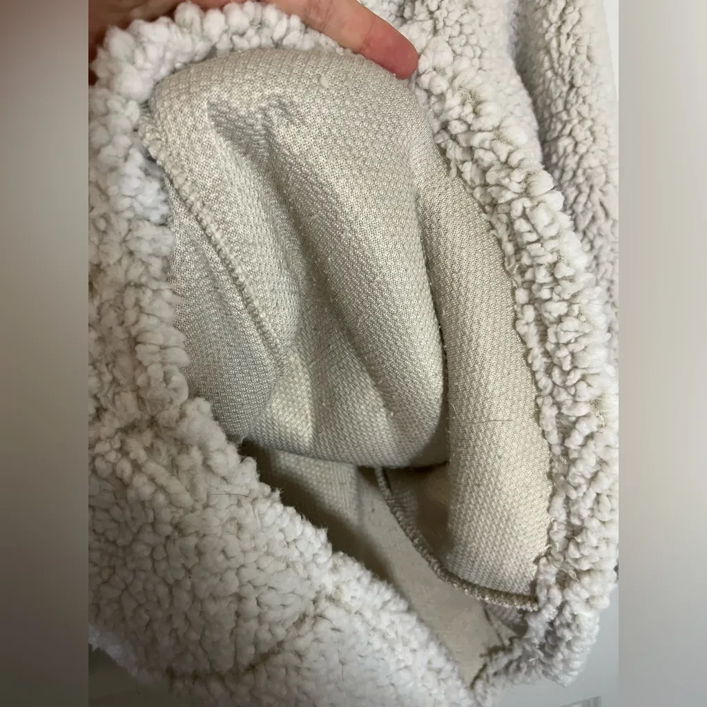 Cozy Sherpa Members Mark FluffyFleece Super Soft 1/3 Zip Cream Pullover Jacket L - Image 12