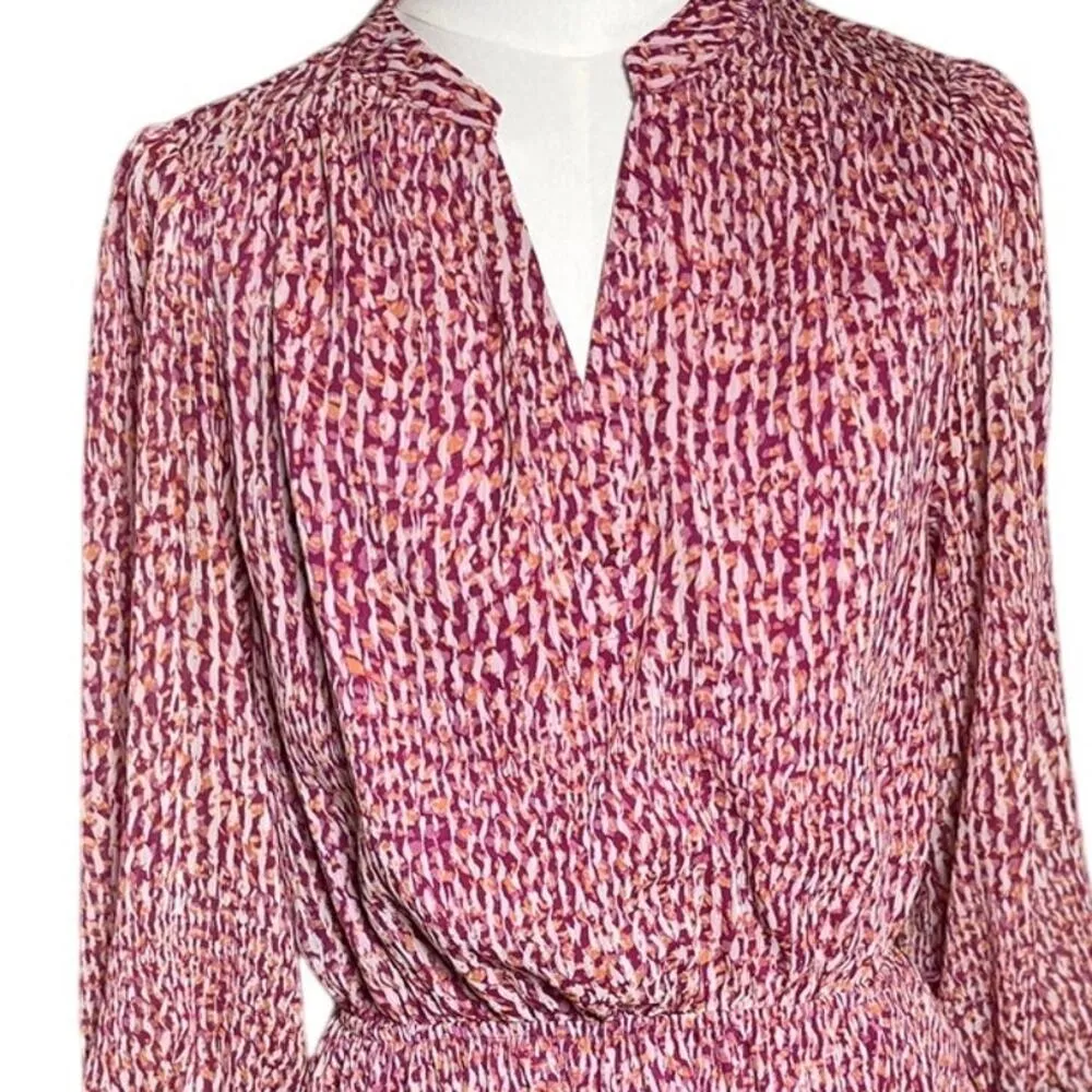 Evereve Women Small Dress‎ Pink Orange Mini V Neck Flowy  Lined FairyWhimsy - Image 2