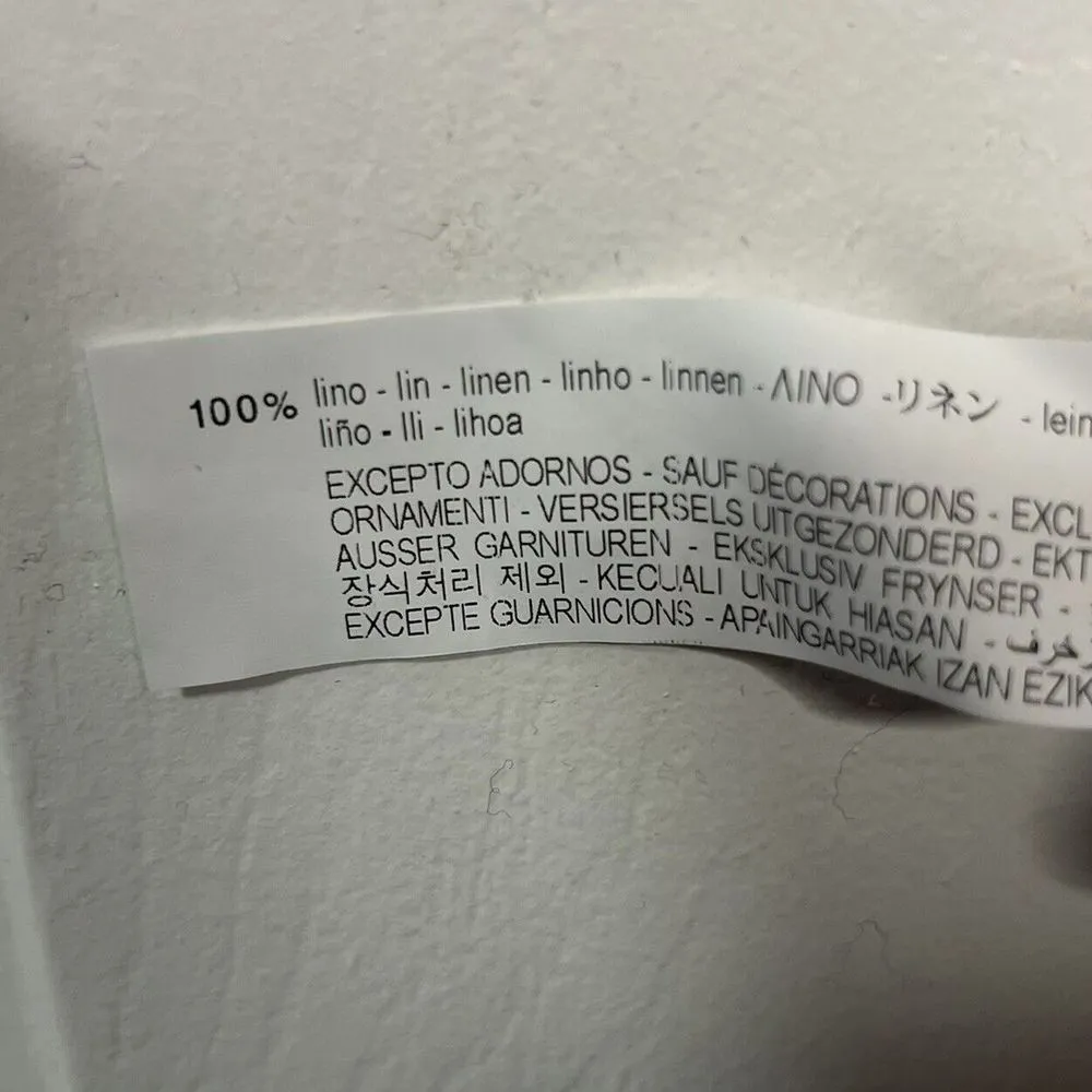 Zara Lace V Neck Cropped Top 100% Linen Women’s Size Small Beige Ruffle Sleeve - Image 8