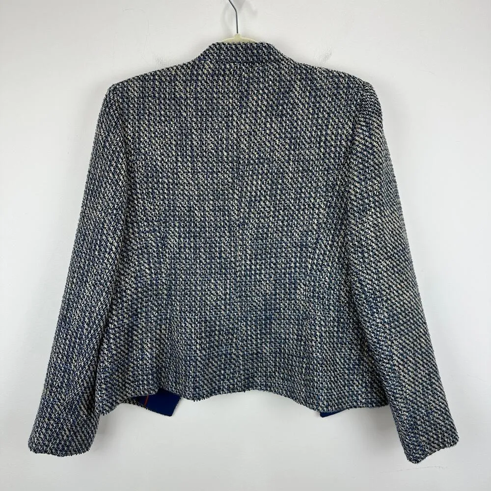 Calvin Klein Petite Tweed Blazer Jacket Cropped Classic Office Career Open US 14 - Image 13