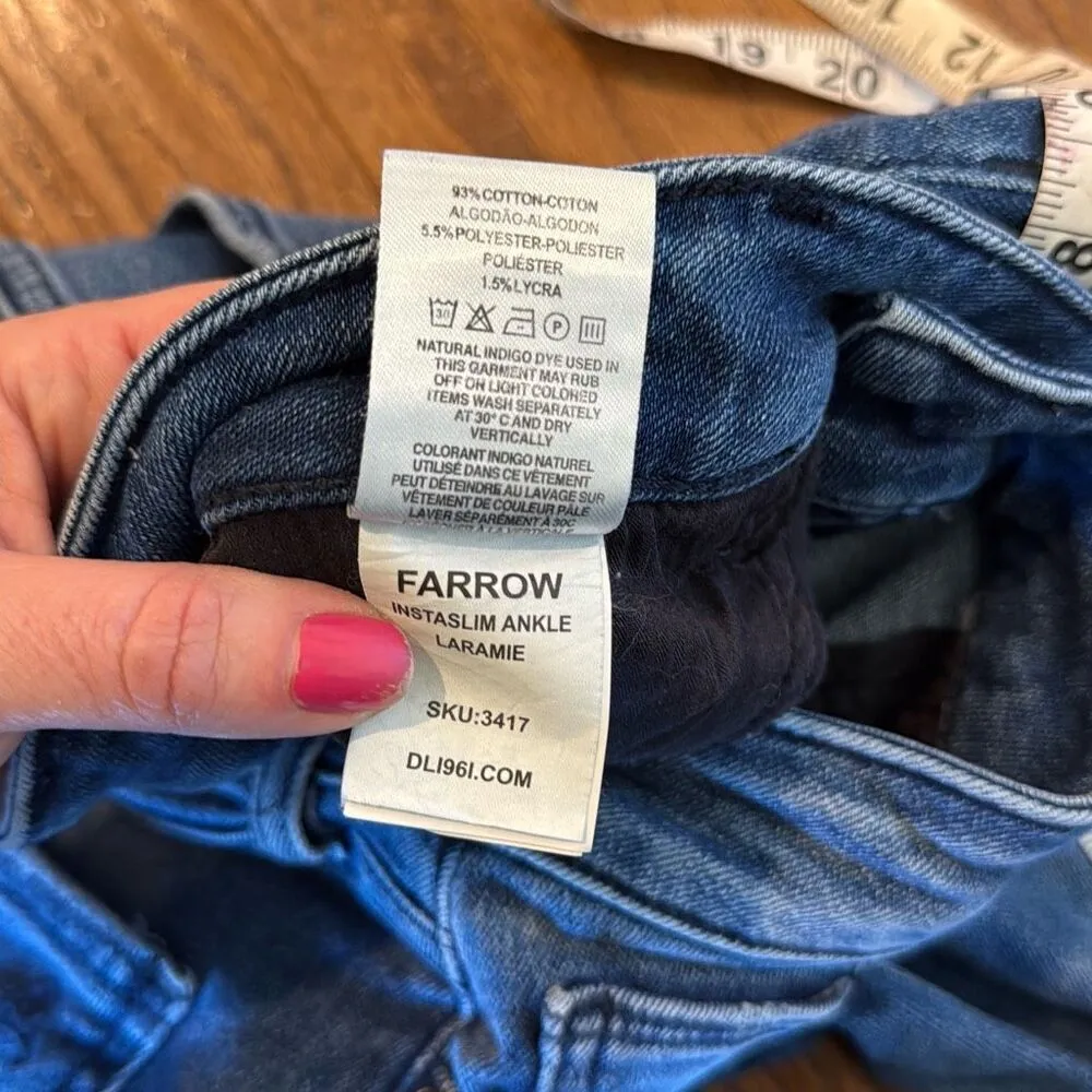 DL1961 Farrow instraslim ankle distressed knee chewed hem jeans 28 - Image 8