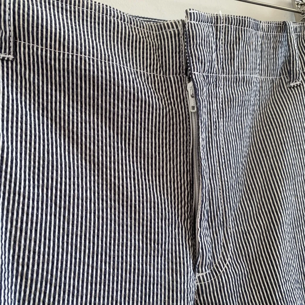 Liz Claiborne Blue & White Pinstripe Crinkle Audra Shorts Size 12 - Image 3