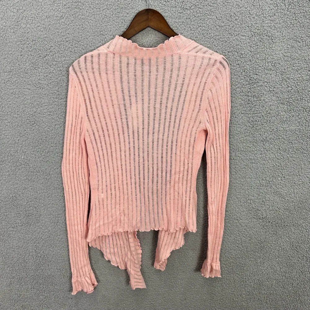 Vtg Y2K Express Open Front Cardigan‎ Womens XS Pink Lightweight Fairy Coquette - Image 2