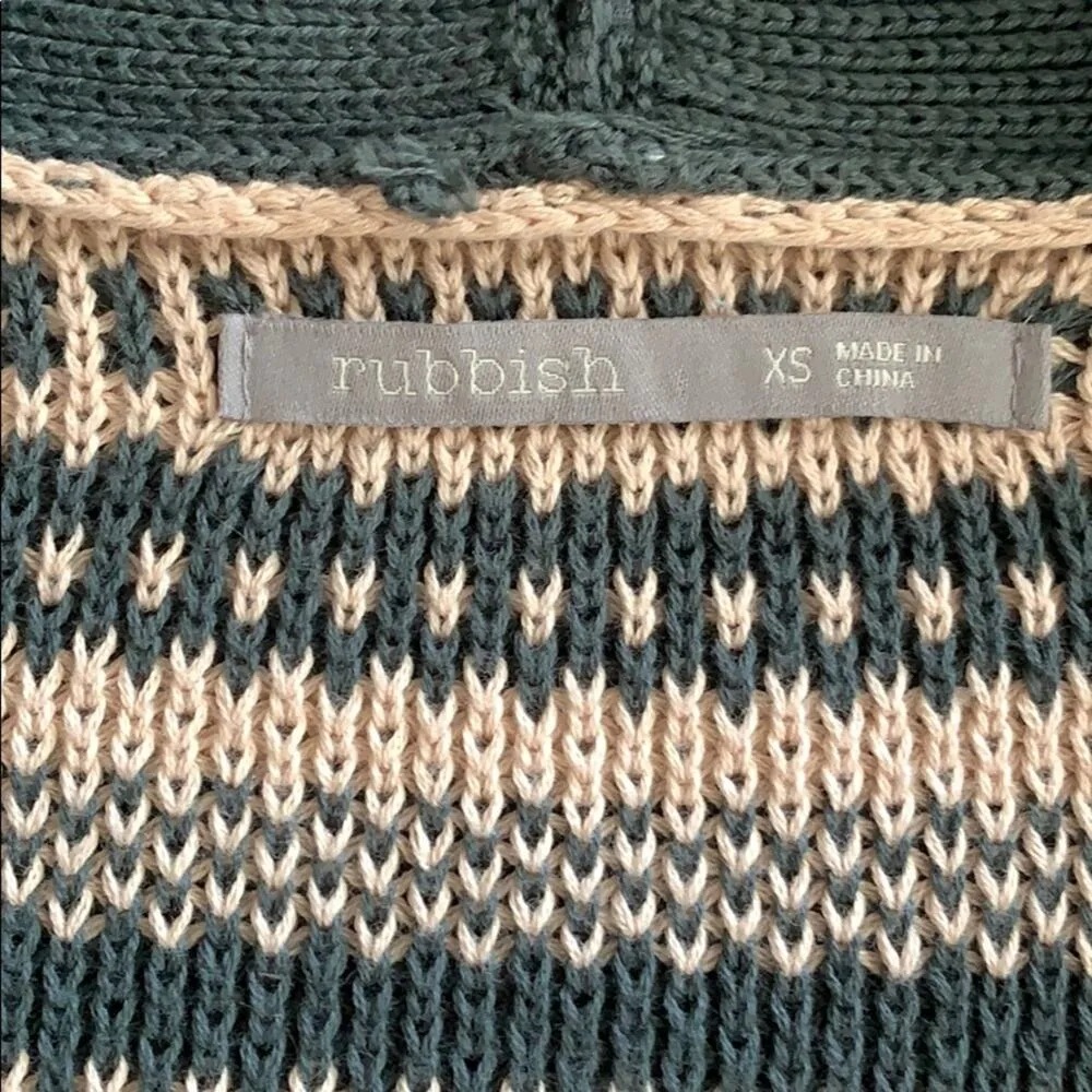 Rubbish Open Front Striped Cardigan Sweater XS - Image 5