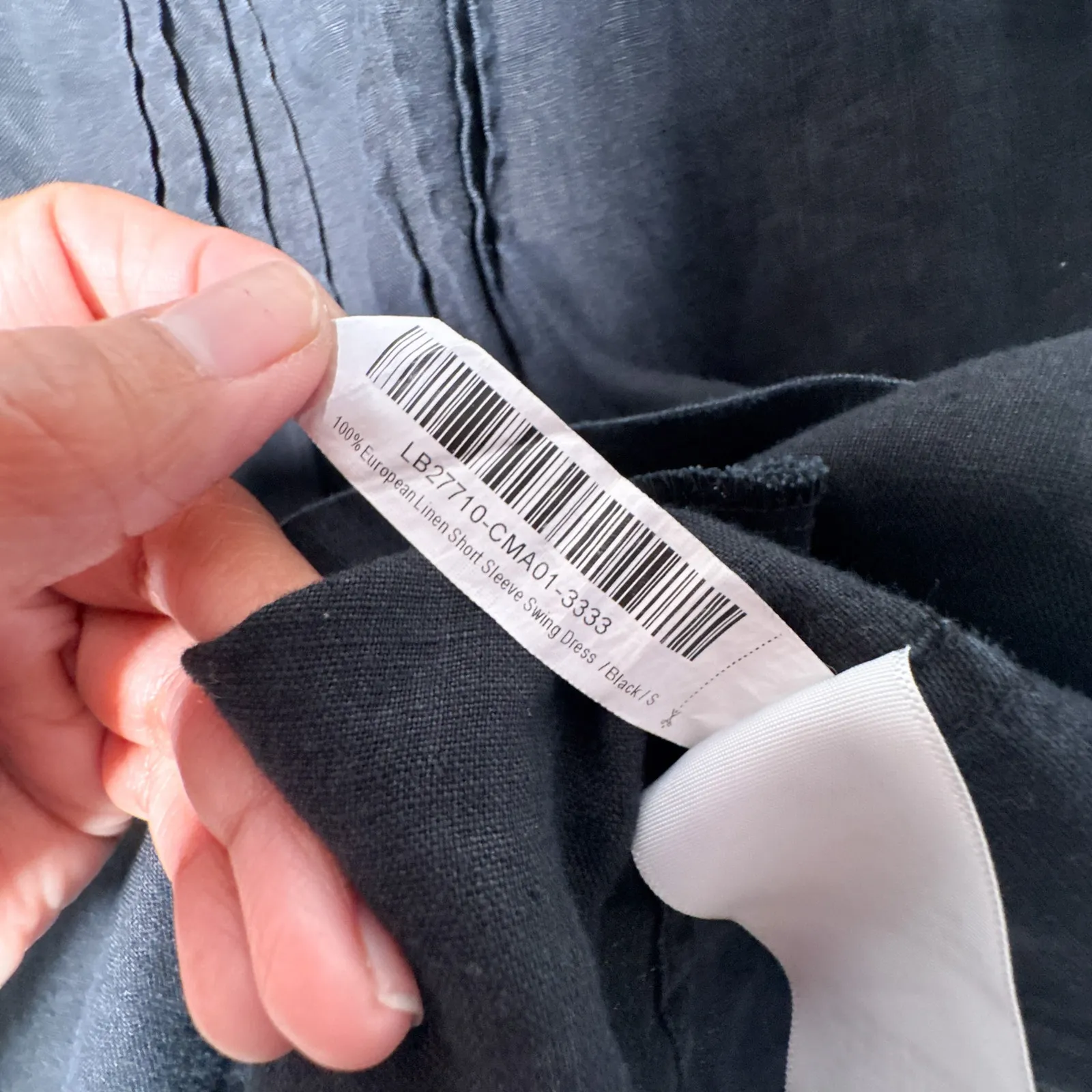 Quince Black Linen Swing Dress Pleated Short Sleeve S - Image 7