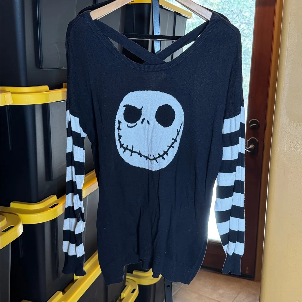 Hot Topic Disney The Nightmare Before Christmas Striped Sleeve Sweater Size XL - Image 4