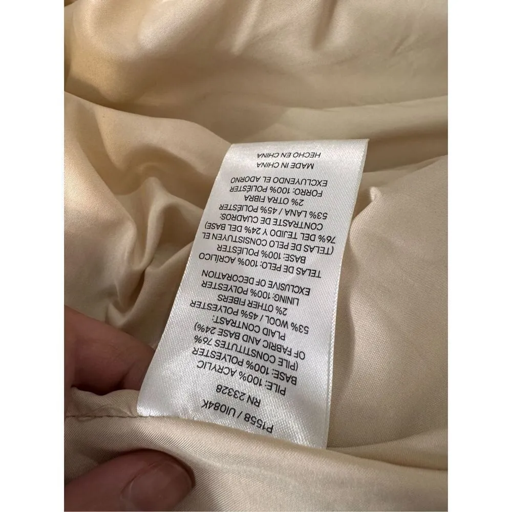 Pendleton Cream Sherpa Flannel Trim Full Zipper Teddy Coat Women’s medium - Image 2