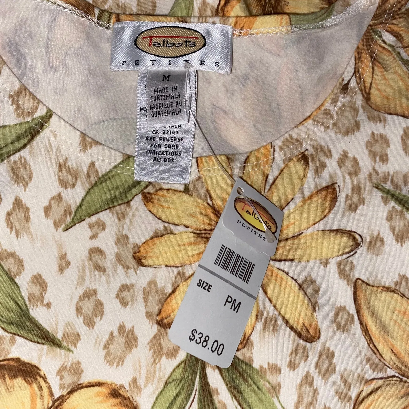 00s Vintage TALBOTS Floral Animal Print Short Sleeve T-Shirt New With Tags - Image 5