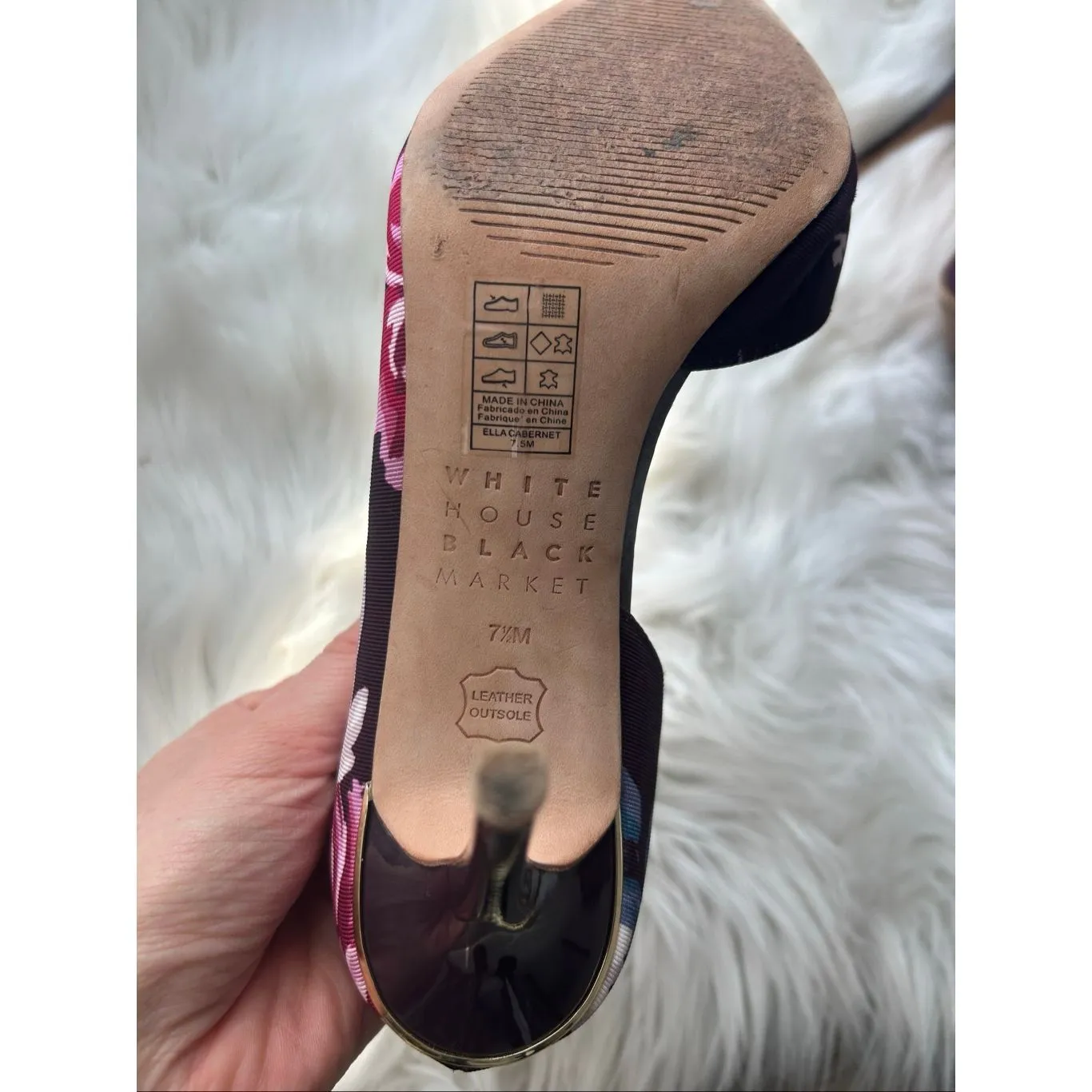 White House Black Market Ella Cabernet Floral Print Heels 7.5 Womens heels - Image 3