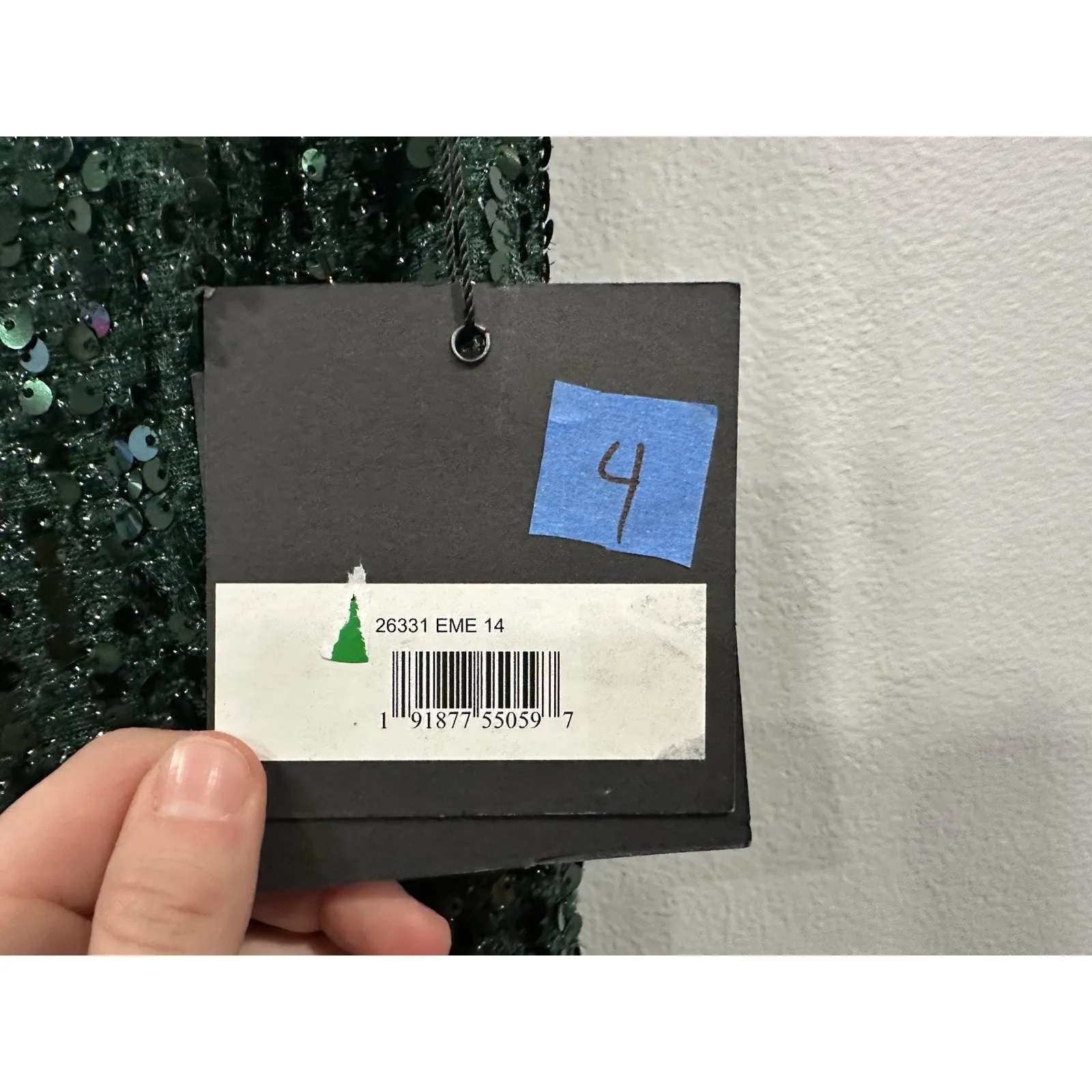 Mac Duggal 26331 Emerald Cowl Back Boat Neck Sequined Evening Gown Sz 14 NEW - Image 5