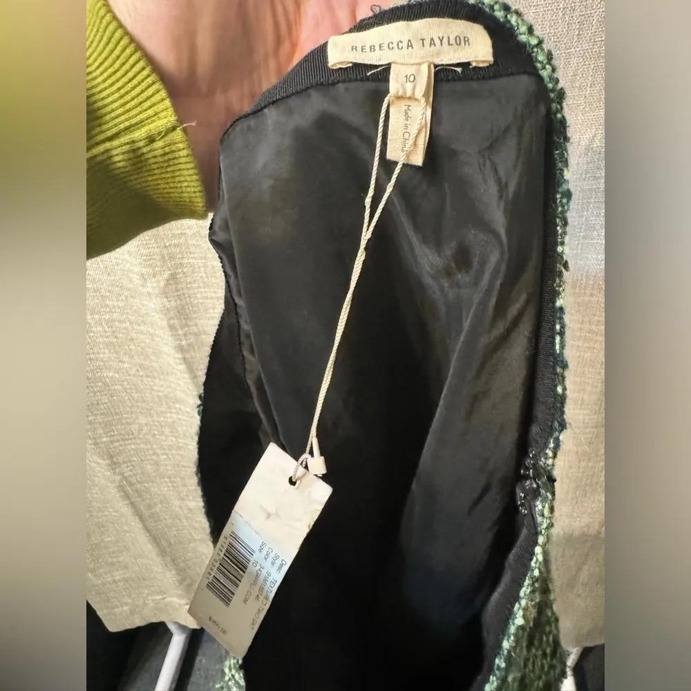 Rebecca Taylor Textured Green Tweed Mini Skirt NWT size 10 Color Apple - Image 13