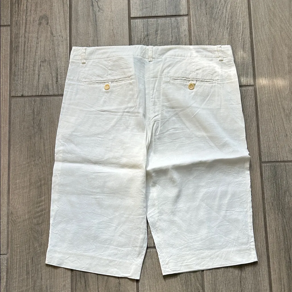 Theory Women's Cream Bermuda Shorts - Image 4