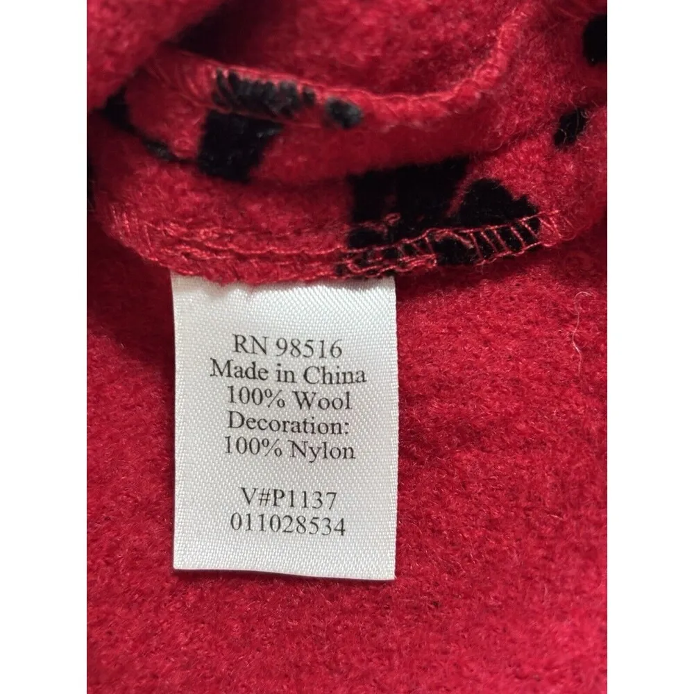 Coldwater Creek Felted 100% Wool 1 Button Jacket Blazer Flocked Size S 6-8 Red - Image 7