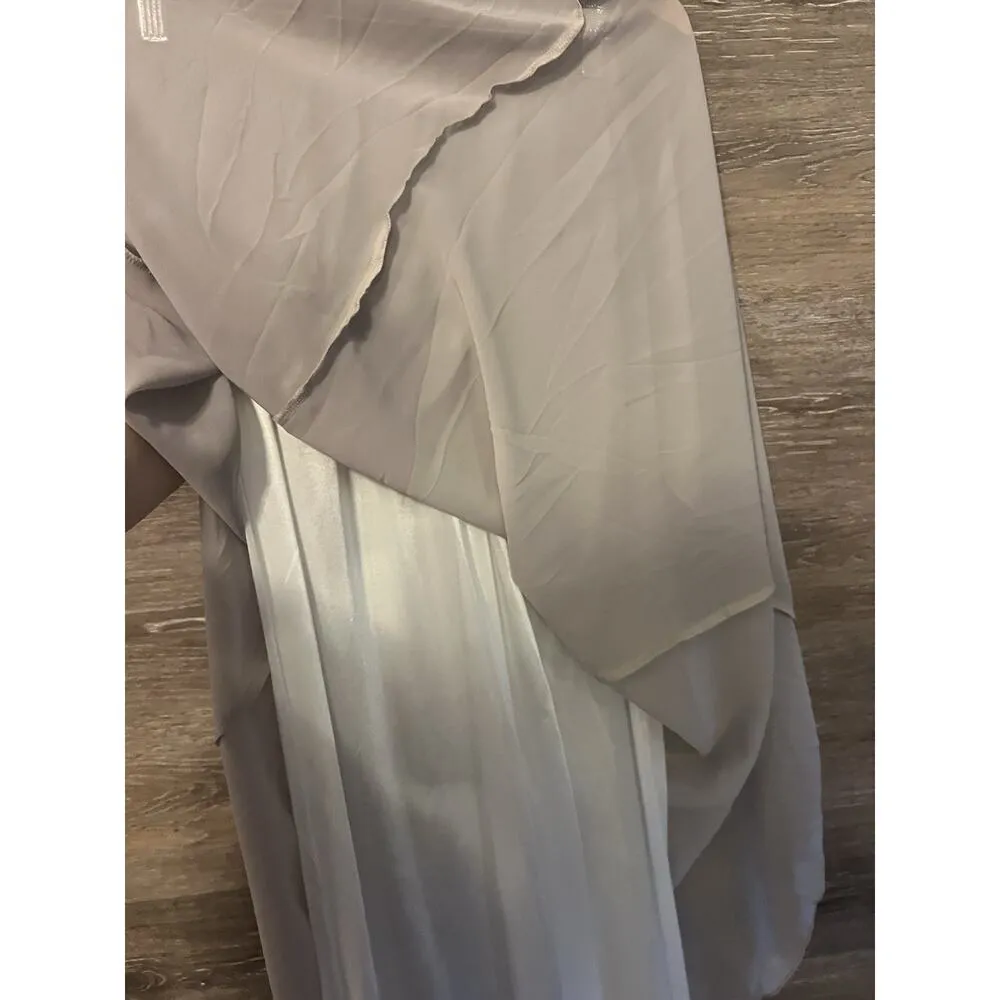 Skirt Maxi Long Light Gray Lined Elastic Waist Sz Medium Lace Girl New Formal - Image 6