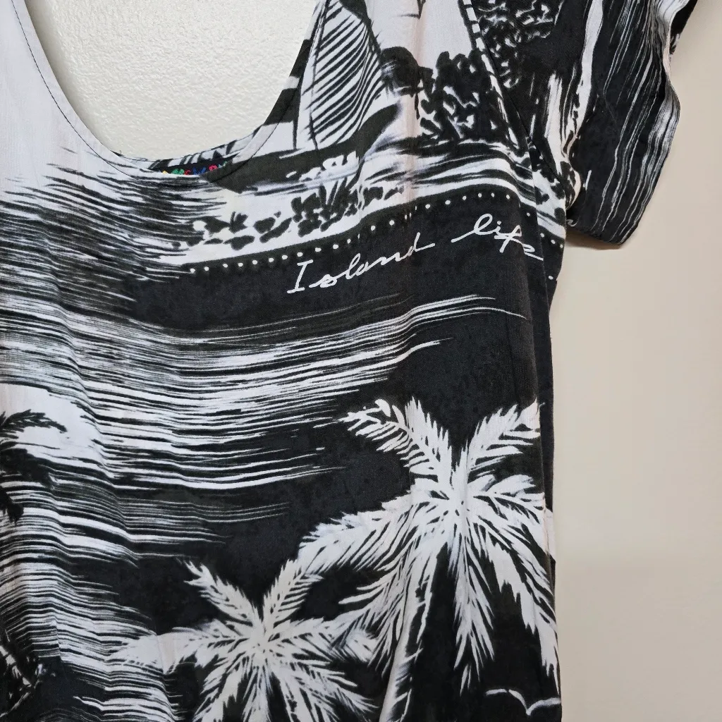 Vtg‎ Jams World Dress Womens Med 2000s Island Life Hattie Black White Tropical - Image 2