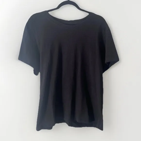 Quince 100% Organic Cotton Slub Relaxed Fit Crewneck Tee Black Women's Size XL - Image 2