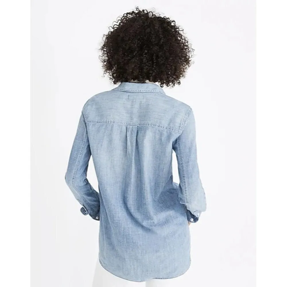 Madewell Classic Ex-Boyfriend Blue Chambray Long Sleeve Button Down S - Image 3