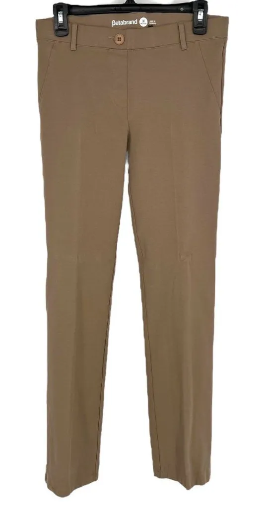 Betabrand Classic Dress Pants Yoga Pants Straight Tan Size Medium Petite - Image 1