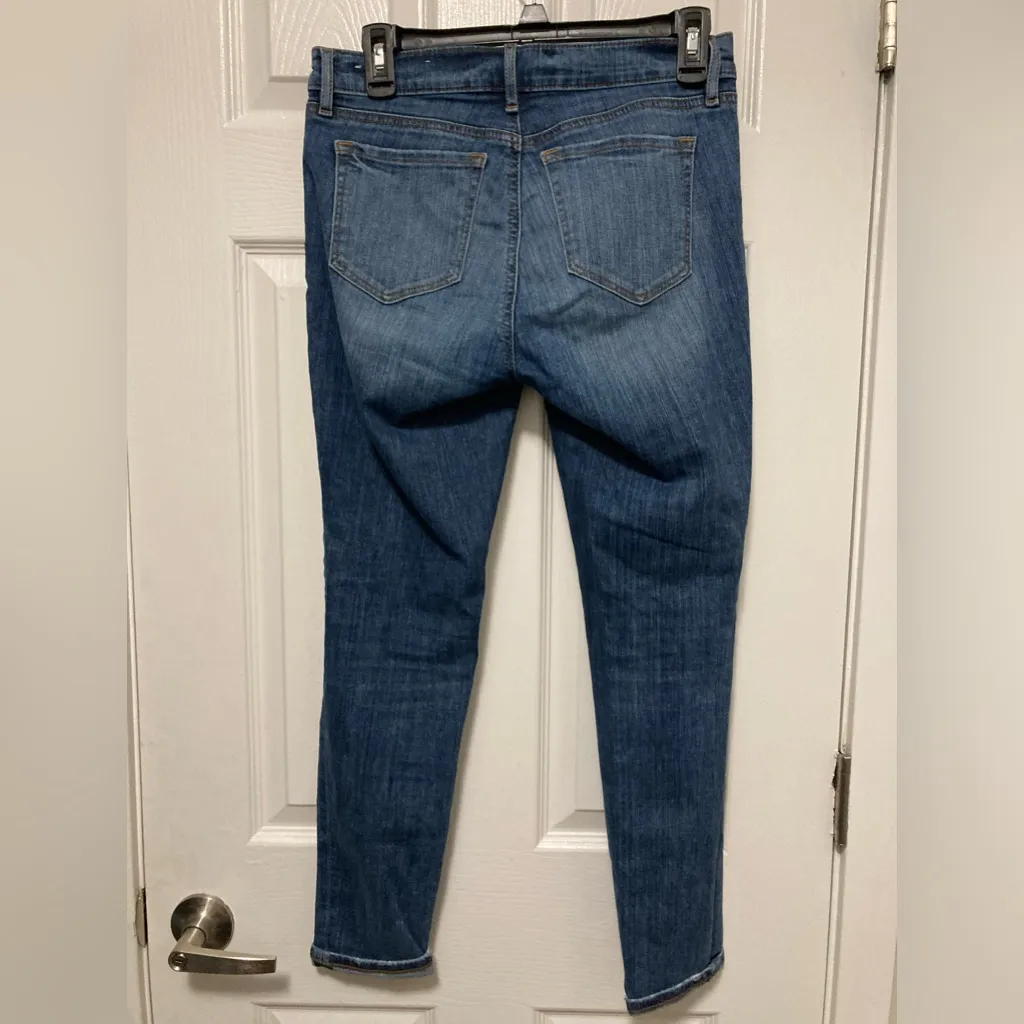 Loft Modern Skinny Medium Wash Distressed Cuffed Denim Jeans - Image 13