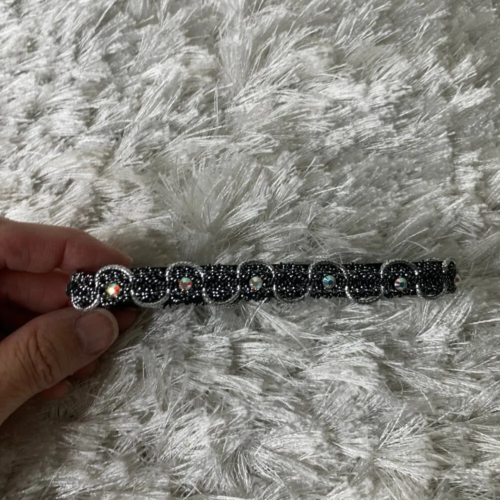 Black Rhinestoned Upper Arm Cuff Party Dance Rave Festival - Image 2