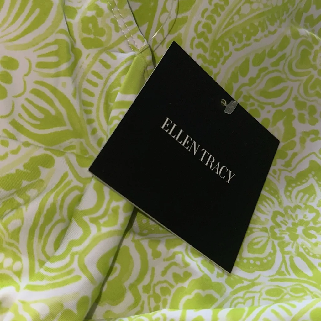 NWT ELLEN TRACY HALTER NECK PAISLEY FLORAL LIME ONE PIECE SWIMSUIT 10 - Image 5