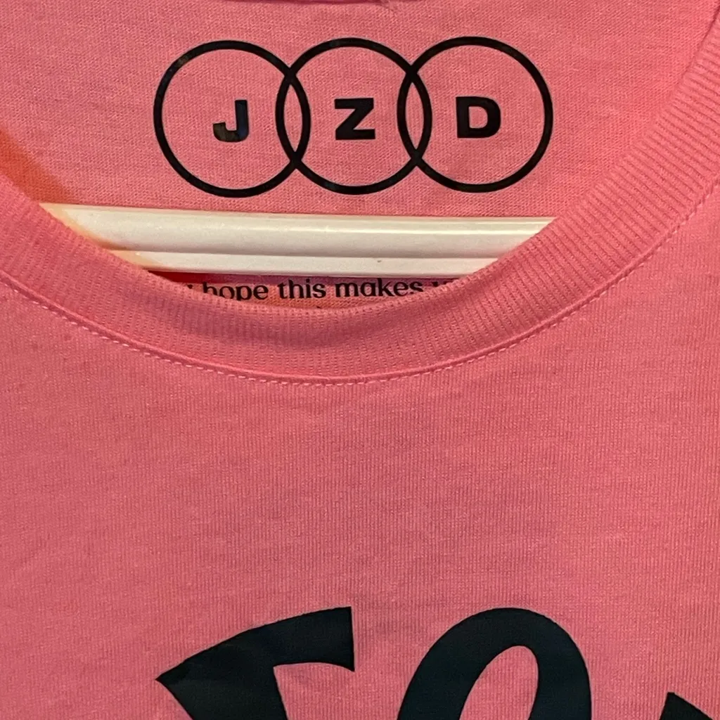 NWT JZD Women's Pink Crecer Y Florecer Graphic Short Sleeve Tee Size L - Image 3