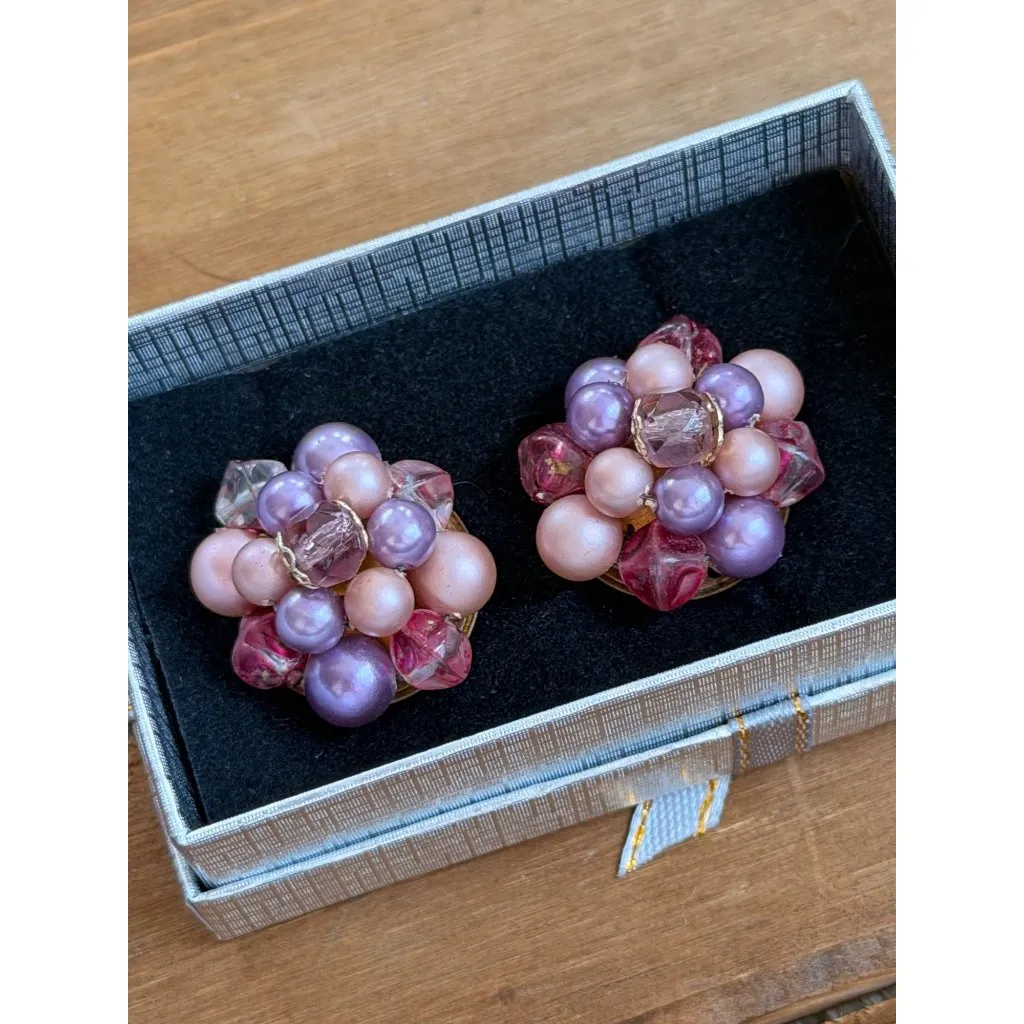 Vintage Japan Pink & Purple Beaded Clip - Image 2