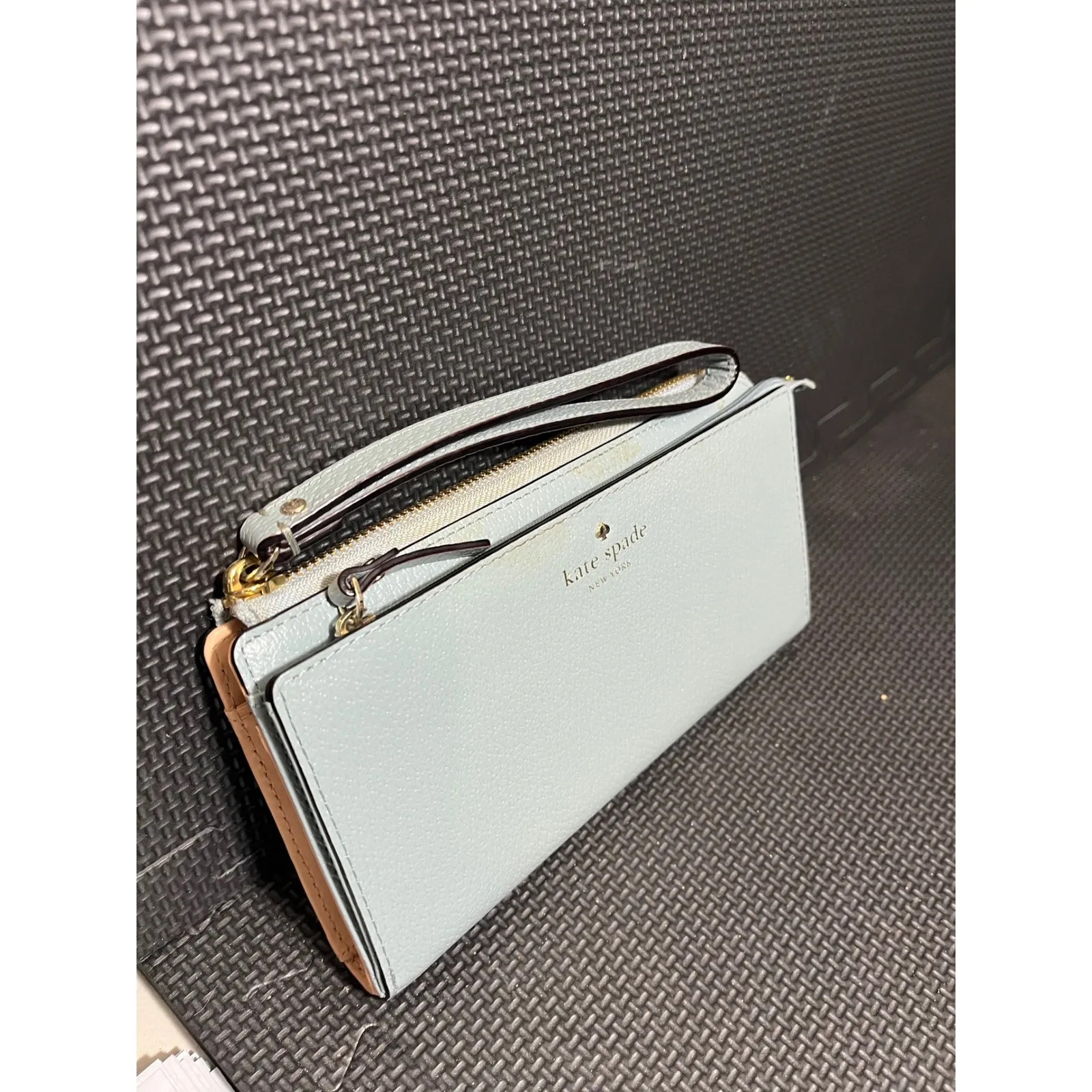 Kate Spade Continental Wallet Leather Light Blue Wristlet Card Holder Womens - Image 2