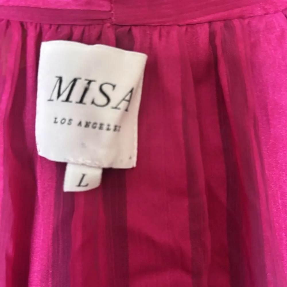 MISA Los Angeles Bell Ruffle Sleeve Peasant Top Womens Large Pink Striped - Image 6