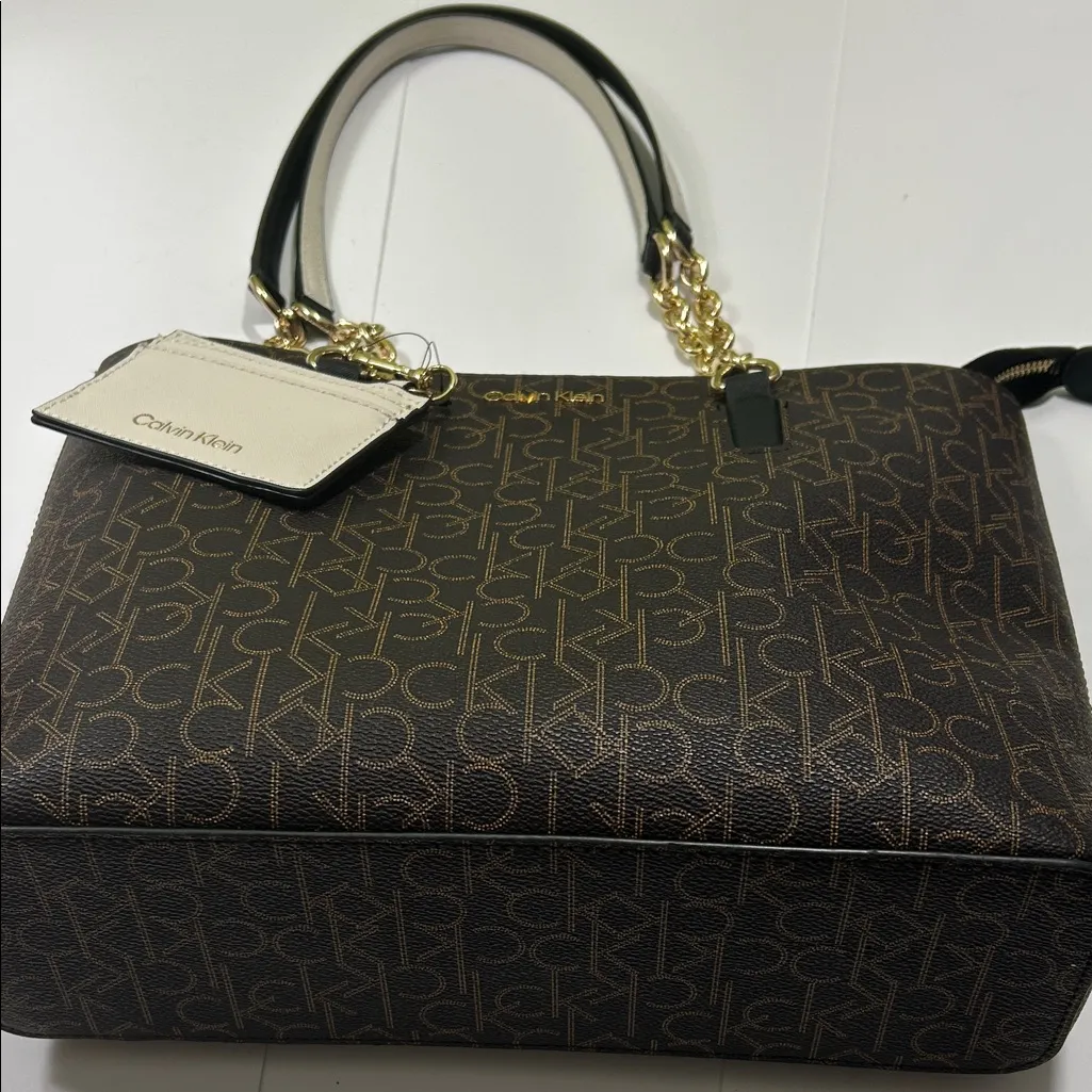 Calvin Klein Black and Brown Monogram Tote - Image 14