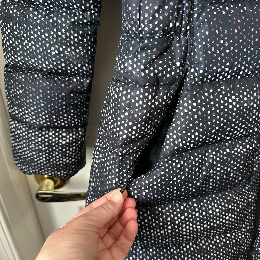 The North Face Womens Gotham Long Jacket Hooded Black Donegal Print Size M - Image 8