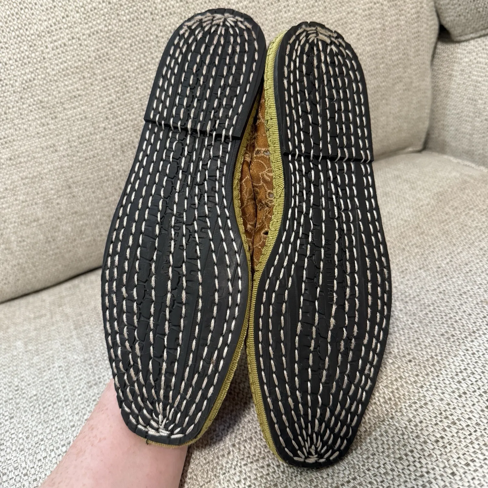 Viani Milano Lilly Sisto Milan Double Mary Jane Bronze Eyelet Flats Size 38EU Gold - Image 9