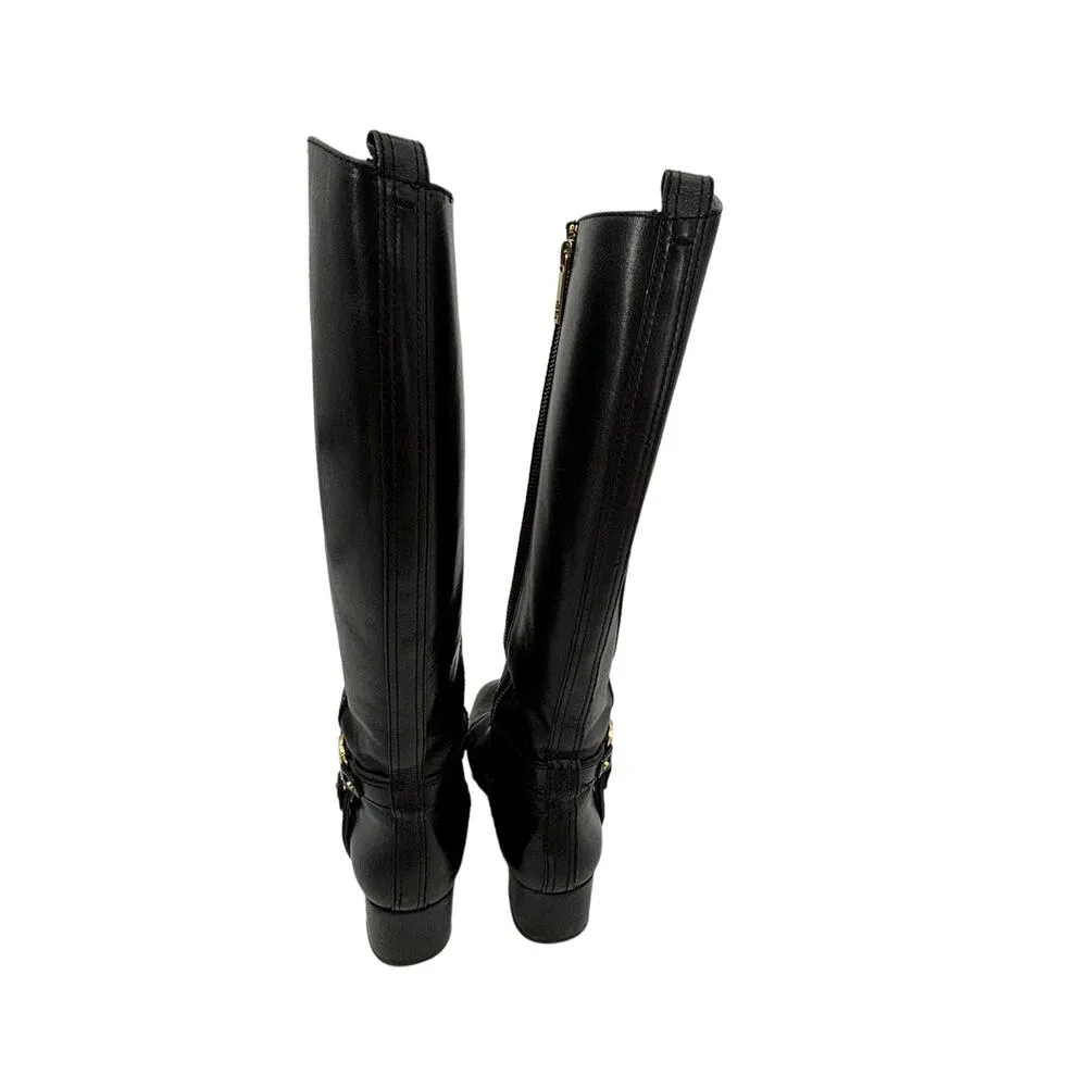 Tory Burch Boots Womens 9 Donovan Tall Equestrian Riding Black Leather - Image 6