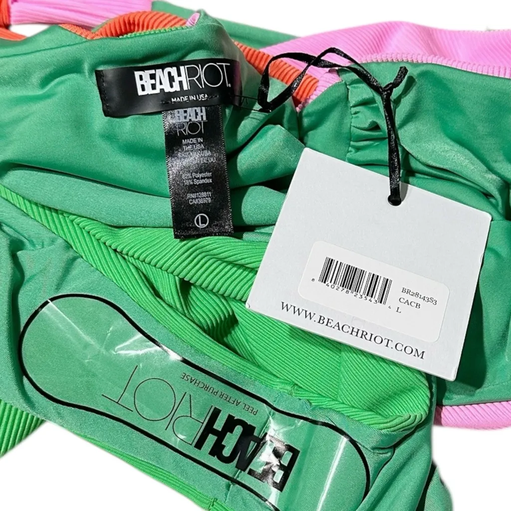 BEACH RIOT Jessica Cut-Out One Piece Swim, Coral Beach Colorblock, Large - Image 13