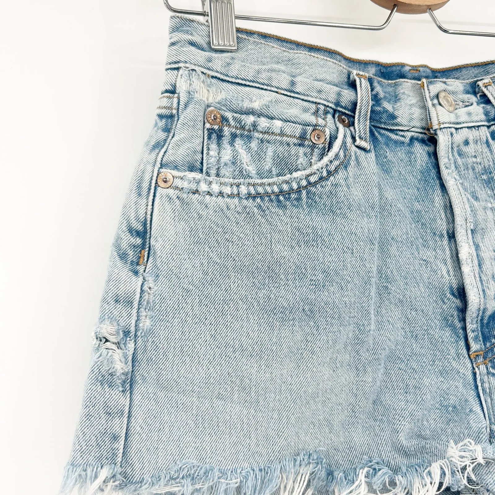 Agolde Womens Y2K Summer Parker Vintage Distressed Cut Off Denim Short‎ Size 25 - Image 2