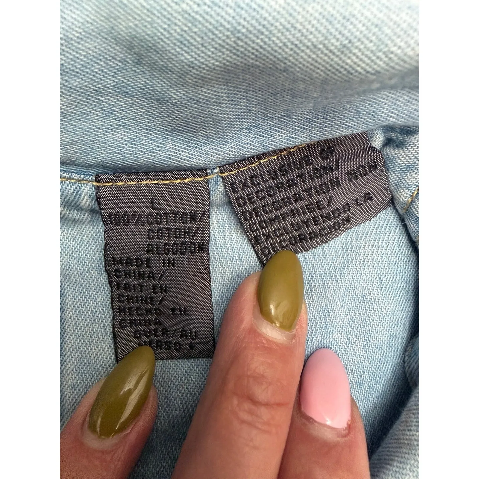 Vintage Lizwear Denim Bodysuit Shirt Women's L Button Front 80s 90s Snap‎ - Image 4