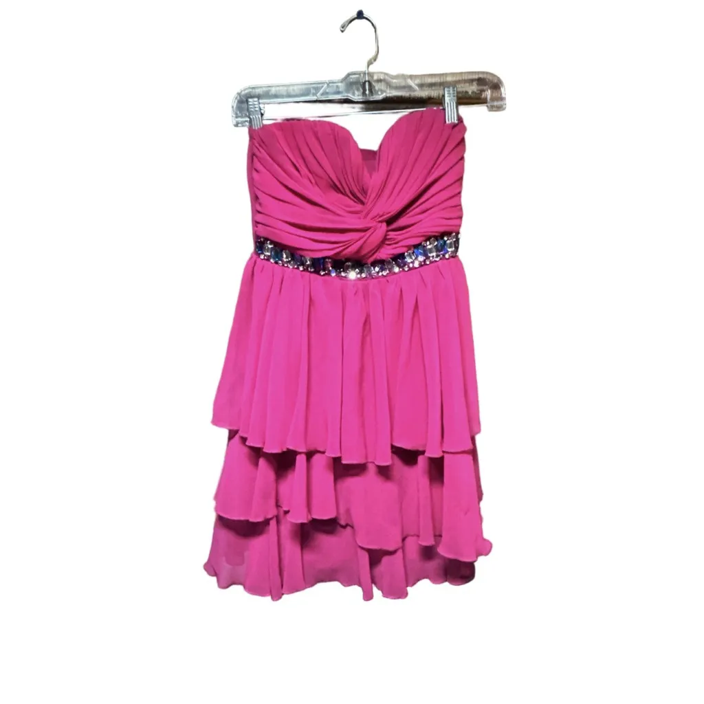 Women's Jodi Kristopher Pink Strapless Beaded Dress Size 1 - Image 2