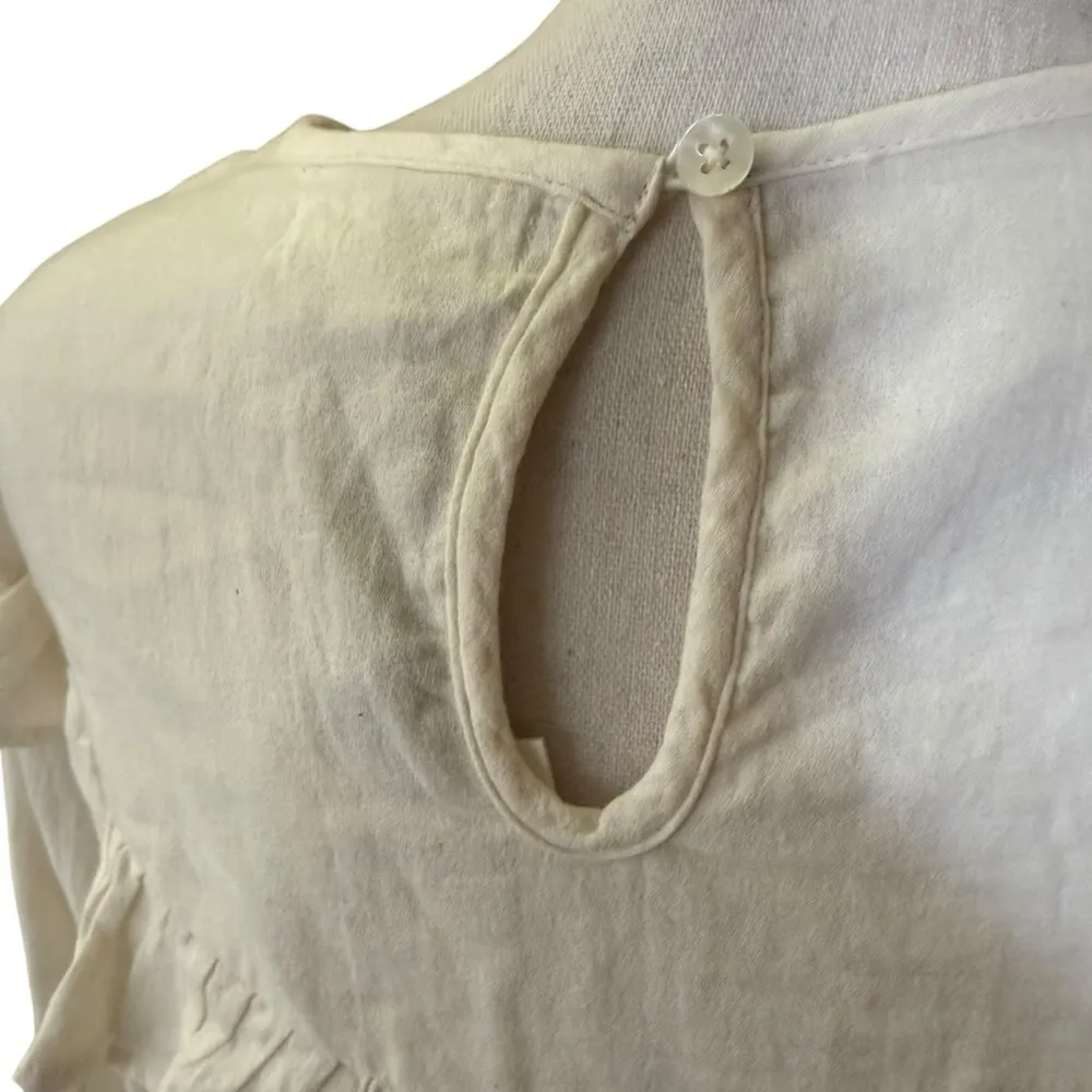 NWT THML Floral Embroidered ruffle top ruched sleeve boho Blouse prairie cottage - Image 6