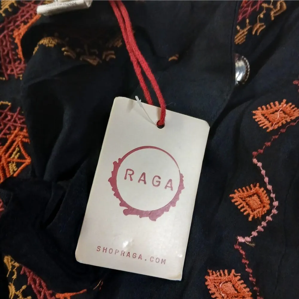 Anthropologie Raga Rala Bohemian Tunic Dress Small Black Embroidered Boho Hippie - Image 11