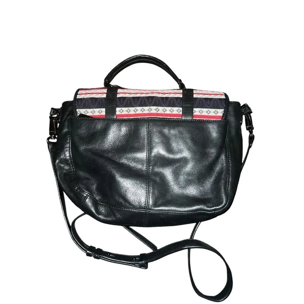 ✨VIA SPIGA "SASHA" BLACK AZTEC LEATHER BAG Messanger✨ Black - Image 4
