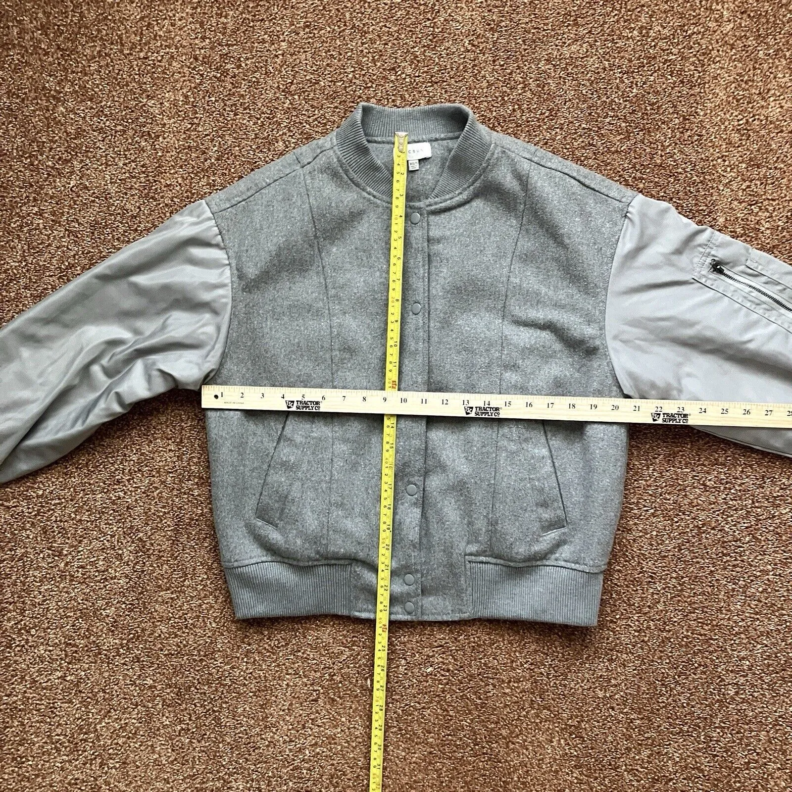 Pacsun Varsity Bomber Jacket Coat Women's Small Gray Oversized - Image 7