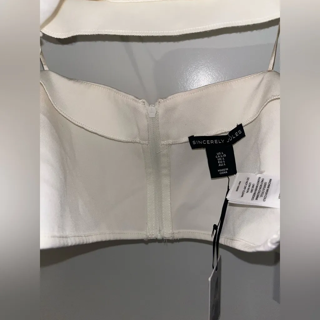 Sincerely Jules Strapless Ivory Bustier Corset CropTop Western Coastal Cowgirl L White Size L - Image 11