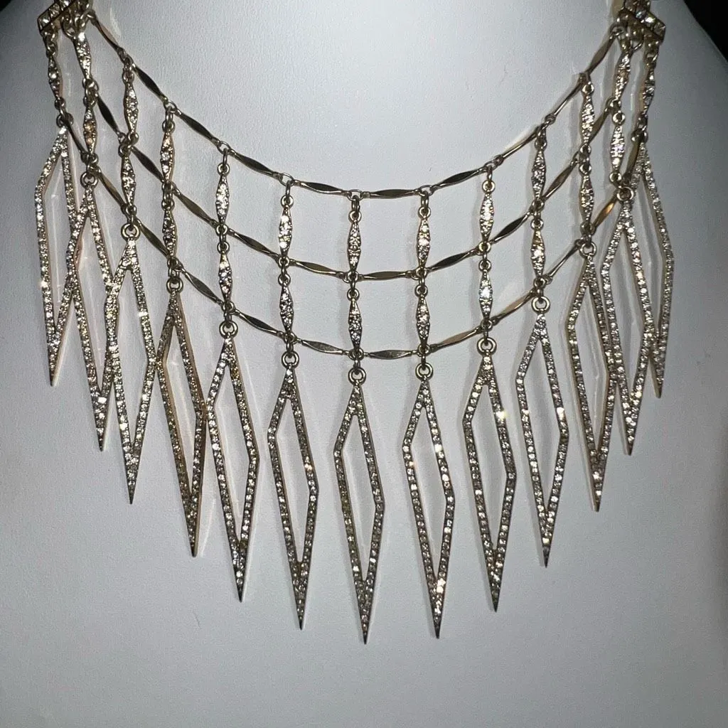 Sequin Jewelry Vintage Gold and Crystal Collar‎ Statement Necklace (see pics and - Image 8