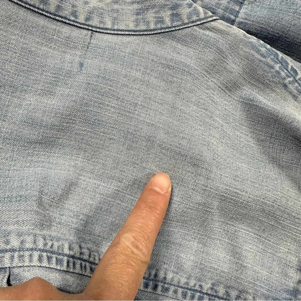 Cloth & Stone Anthropologie Chambray Sleeveless Top Frayed Hem Western in Blue S - Image 12